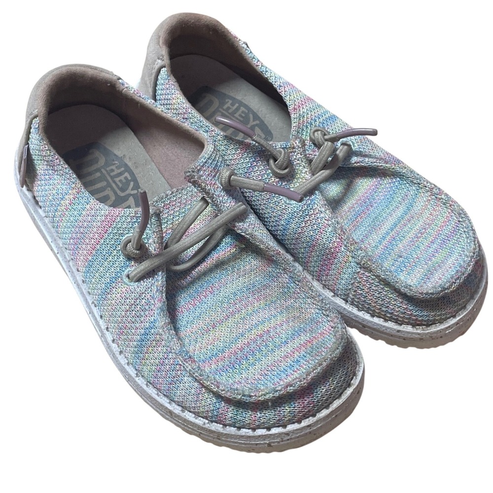 Hey Dude Wendy Youth Stretch Rainbow Knit Slip On Shoes Kids K11
